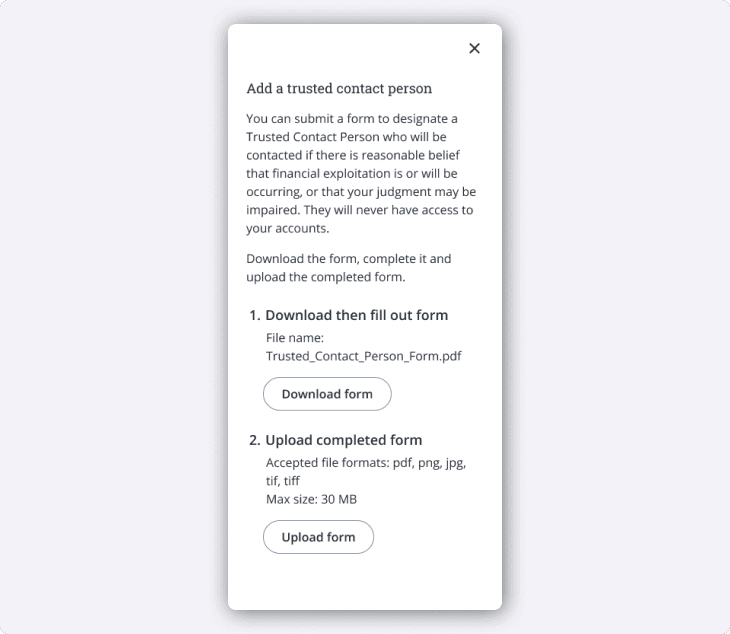 Download and upload forms